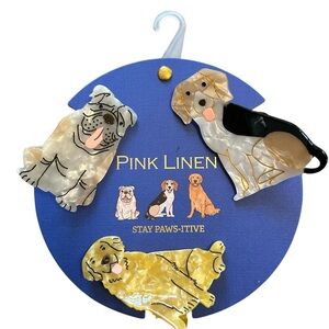 Pink Linen Stay-Pawsitive Hair Clip Set